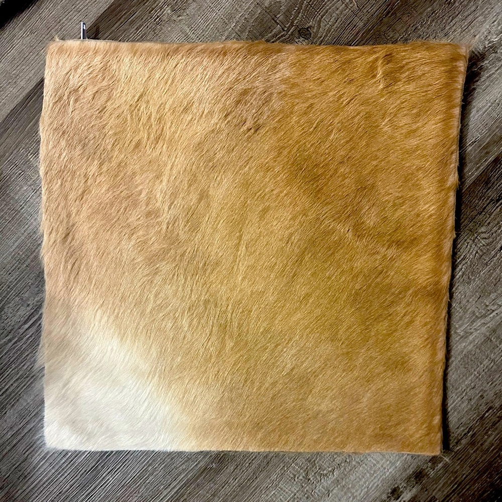 Plush Fur Accent Pillow Cover in Warm Tan